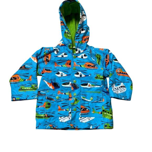 HATLEY Boys Rain Coat, size 2T, Blue Raincoat with Helicopters - Picture 1 of 10